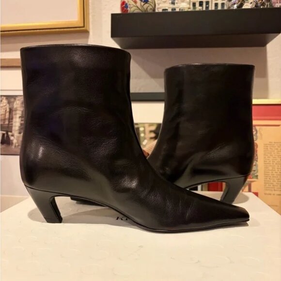 KHAITE NIB Black Arizona Ankle Boots Nappa Leather 38 8 - Picture 13 of 15
